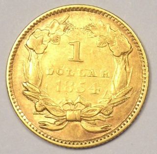 1854 Type 2 Indian Dollar Gold Coin (G$1) - AU Details - Rare Type 2 Coin 2