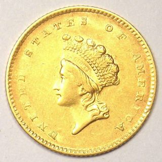 1854 Type 2 Indian Dollar Gold Coin (G$1) - AU Details - Rare Type 2 Coin 3