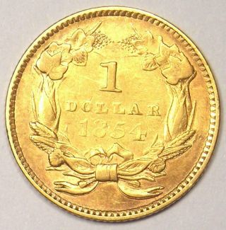 1854 Type 2 Indian Dollar Gold Coin (G$1) - AU Details - Rare Type 2 Coin 4
