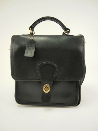 Vintage Coach Black Leather 5130 Turnlock Station Bag