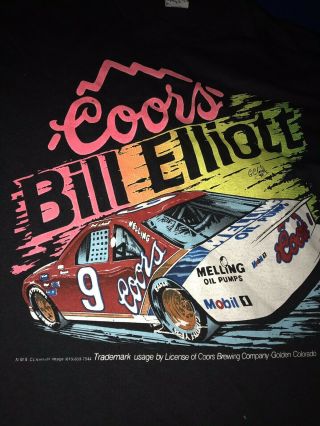 Vintage 90s Bill Elliott 1990 Coors Nascar T - Shirt Sz Large Single Stitch