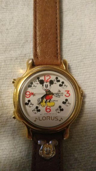 Vintage Pre Owned Disney Lorus Mickey Mouse Musical 2 Song Watch