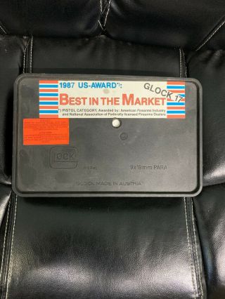 Glock Vintage Model 17l Tupperware Box / 1987 Us Award Sticker