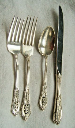 4 Pc Place Setting Wallace Sterling Silver Rosepoint