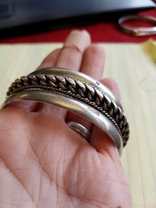 Vintage Egyptian Sterling Silver Chunky Cuff Bracelet