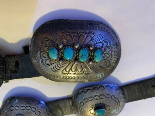Vintage Navajo Sterling Silver And Turquoise Concho Belt