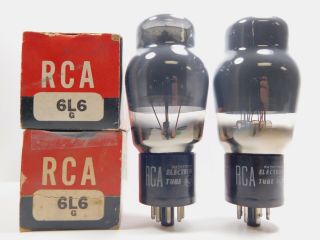 Rca 6l6g Matched Vintage Tube Pair Smoked Glass Bottom D Getters Nos (test 110)