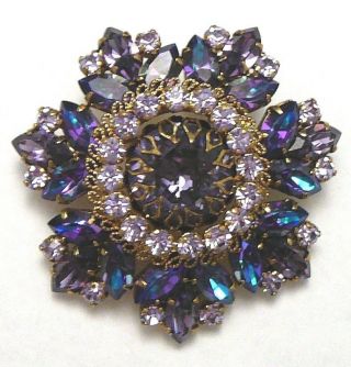 Color Change Rhinestones Brooch Earrings Set Vintage Austria 2