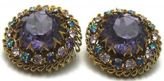 Color Change Rhinestones Brooch Earrings Set Vintage Austria 5