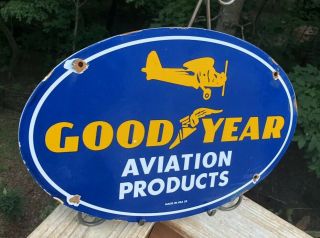 GOODYEAR PORCELAIN SIGN OIL GAS VINTAGE PERFORMANCE PARTS PUMP PLATE 2