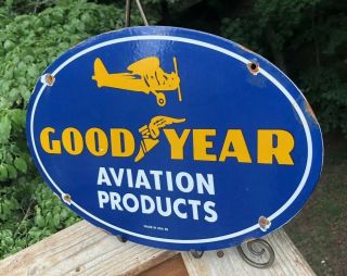 GOODYEAR PORCELAIN SIGN OIL GAS VINTAGE PERFORMANCE PARTS PUMP PLATE 3