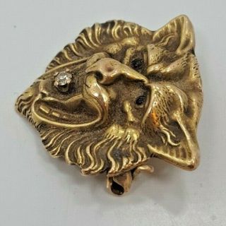 Antique Victorian Era 10k Diamond Tiger Brooch/Pin 3