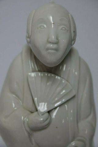 VERY INTERESTING CHINESE BLANC DE CHINE FIGURE OF A MAN HOLDING A FAN VERY RARE 2