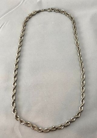 Vintage Estate 25” Sterling Silver Twisted Rope Box Chain Necklace 67g - 9mm