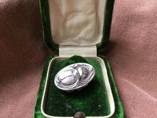 Unger Brothers Art Nouveau Sterling Silver Men ' s Scarab Tie Clasp or Dress Clip 7