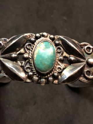 Vintage Fred Harvey Era Sterling Silver Sleeping Beauty Turquoise Bracelet