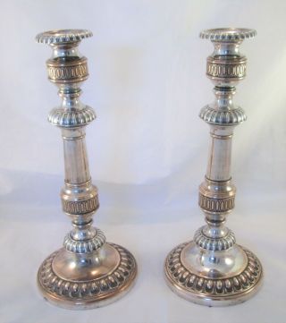 An Unusual Tall Old Sheffield Plate Candlesticks C1820