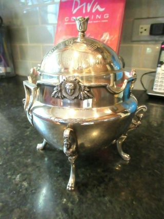 Wilcox Silver Plate Angels Footed Cheese Dome Butter Dish Bowl STUNNING Cherubs 4