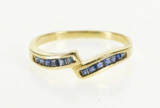 14k Princess Sapphire Channel Bypass Fashion Ring Size 5.  25 Yellow Gold 82