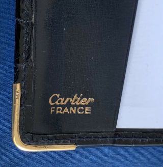 Vintage Cartier 14k Gold Corners And Leather Address Book Pencil Hermes France 2