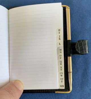 Vintage Cartier 14k Gold Corners And Leather Address Book Pencil Hermes France 5
