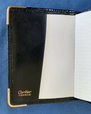 Vintage Cartier 14k Gold Corners And Leather Address Book Pencil Hermes France 6
