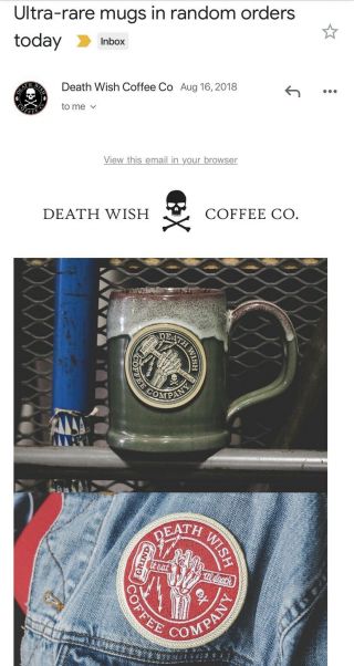 Death Wish Coffee Deneen Pottery Grind It Out Mug Ultra Rare Golden Ticket Green 2