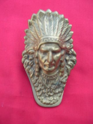 Vintage Indian Chief Brass Paper Clip/ Letter Holder/ Wall Hanger Solid Brass