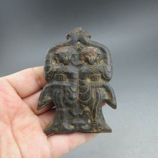 China,  Jade,  Collectibles,  Black Magnet,  Hongshan Culture,  Dancers,  Pendant S0013