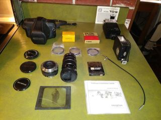 Vintage Olympus Om - 1 35mm Camera W/soft Case Lenses Manuals Orig Boxes