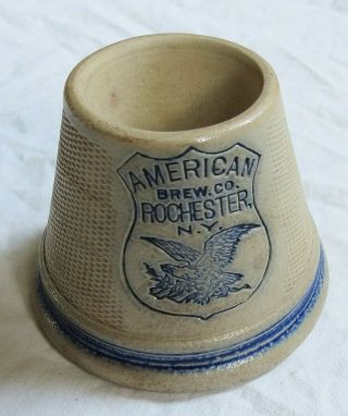 American Brewing Co Rochester Advertising Stoneware Match Holder Old Vtg Antique