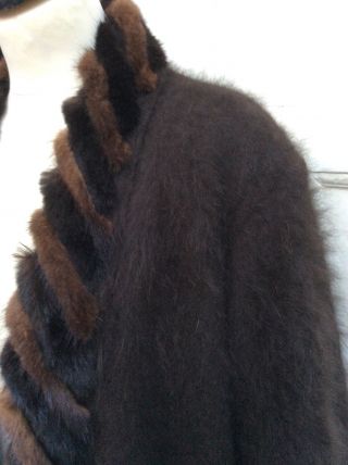 SHINE Unique One Off Vintage Brown Angora Mink Fur Jacket Cardicoat L/14 - 16 - 18 4