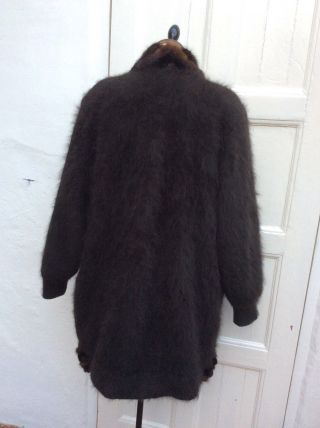 SHINE Unique One Off Vintage Brown Angora Mink Fur Jacket Cardicoat L/14 - 16 - 18 7