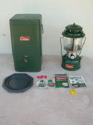 Vintage Coleman Lantern 220f 1 - 71 & Metal Case For 200a Camping Mantles & Paper