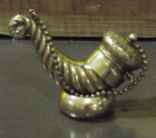 Victorian Gold Filled Bugle Horn Vinaigrette 1860 Scent Watch Fob Chatelaine