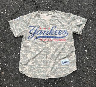 Vintage Staten Island Yankees Jersey Camouglage Camo Xl Military Apprec