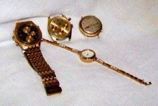 4 Vintage Watches Seiko World Timer Bulova Accutron Top Timer Other