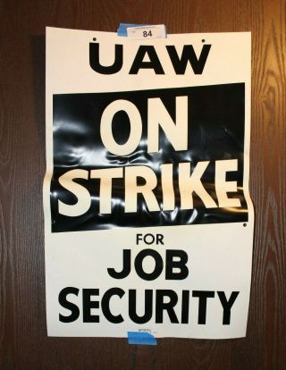 Vintage Uaw Union On Strike For Justice Poster Detroit 22 " X 14 "