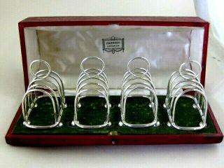 SILVER PLATE - BOXED SET of 4 INDIVIDUAL TOAST RACKS by HARRODS of LONDON 2