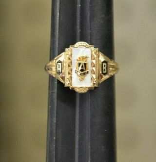 Vintage 1962 Josten 10k Gold Class Ring Ladies Size 8.  5 Mother Of Pearl 4.  8 Gram