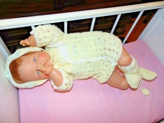 Vintage Ideal Thumbelina Ott19 " Baby Doll Wood Wind Up Knob Outfits 1961 Vinyl