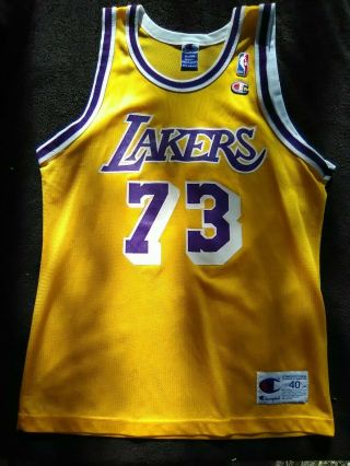Vintage Champion Los Angeles Lakers Dennis Rodman Jersey Medium Size 40 2
