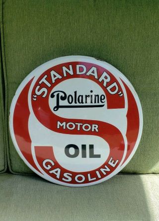 Standard Oil Company Porcelain Sign Dome Globe Vintage Petroleum Gas Pump Plate