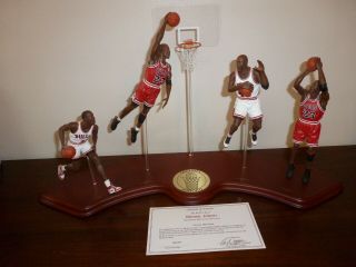 Michael Jordan Rare Chicago Bulls 4 Piece Danbury Figurine W/certificate