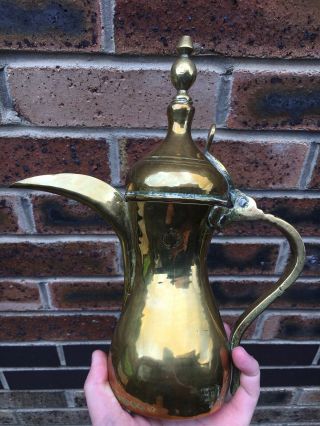 Antique Islamic Mamluk Damascus Ottoman Persian Brass Dallah Coffee Pot