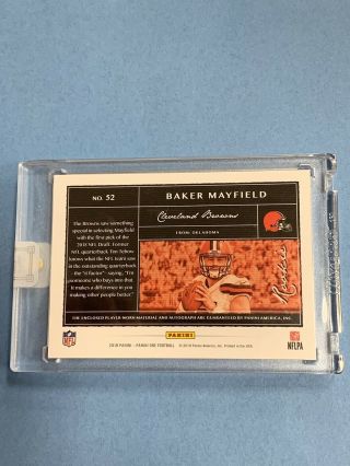 BAKER MAYFIELD 2018 PANINI ONE DUAL PATCH AUTO ROOKIE RC RPA 01/75 BROWNS RARE 2