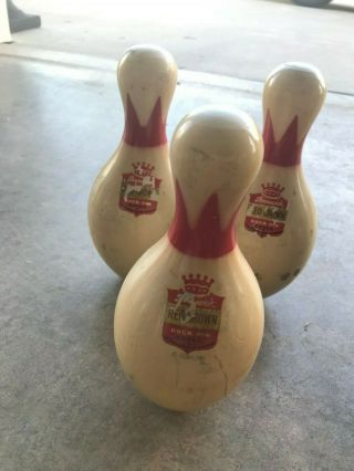 14 Old Brunswick King Duck Pin Red Crown NDPBC Official Bowling Pins 2