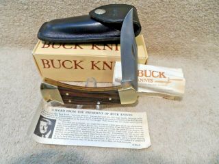Vintage Buck 110 3 Dot 1980 Knife W / Orig.  Sheath - Box - Paperwork Usa