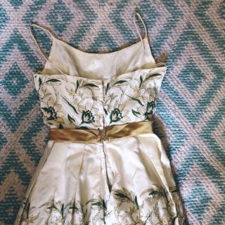 Vintage 1950’s 50’s taffeta floral embroidered party dress XXS XS 4