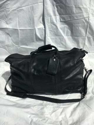 100 Authentic Coach Black Leather Vintage Travel Duffle Bag
